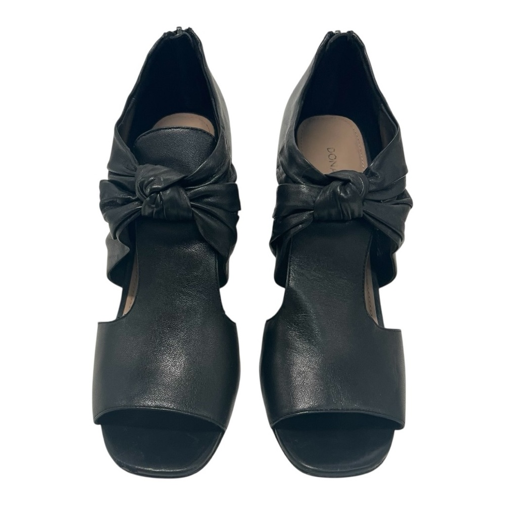 Donald J. Pliner Bailey Black Leather Peep Toe Cylinder Heels Women’s 8.5 - Picture 4 of 13